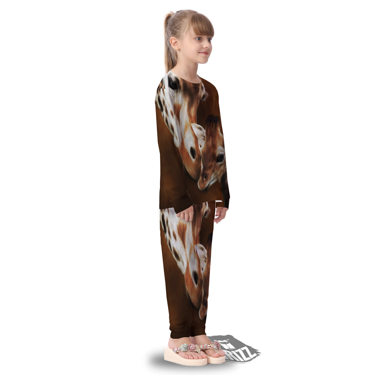 Giraffe Brown Print Kid's Pajamas-grizzshop