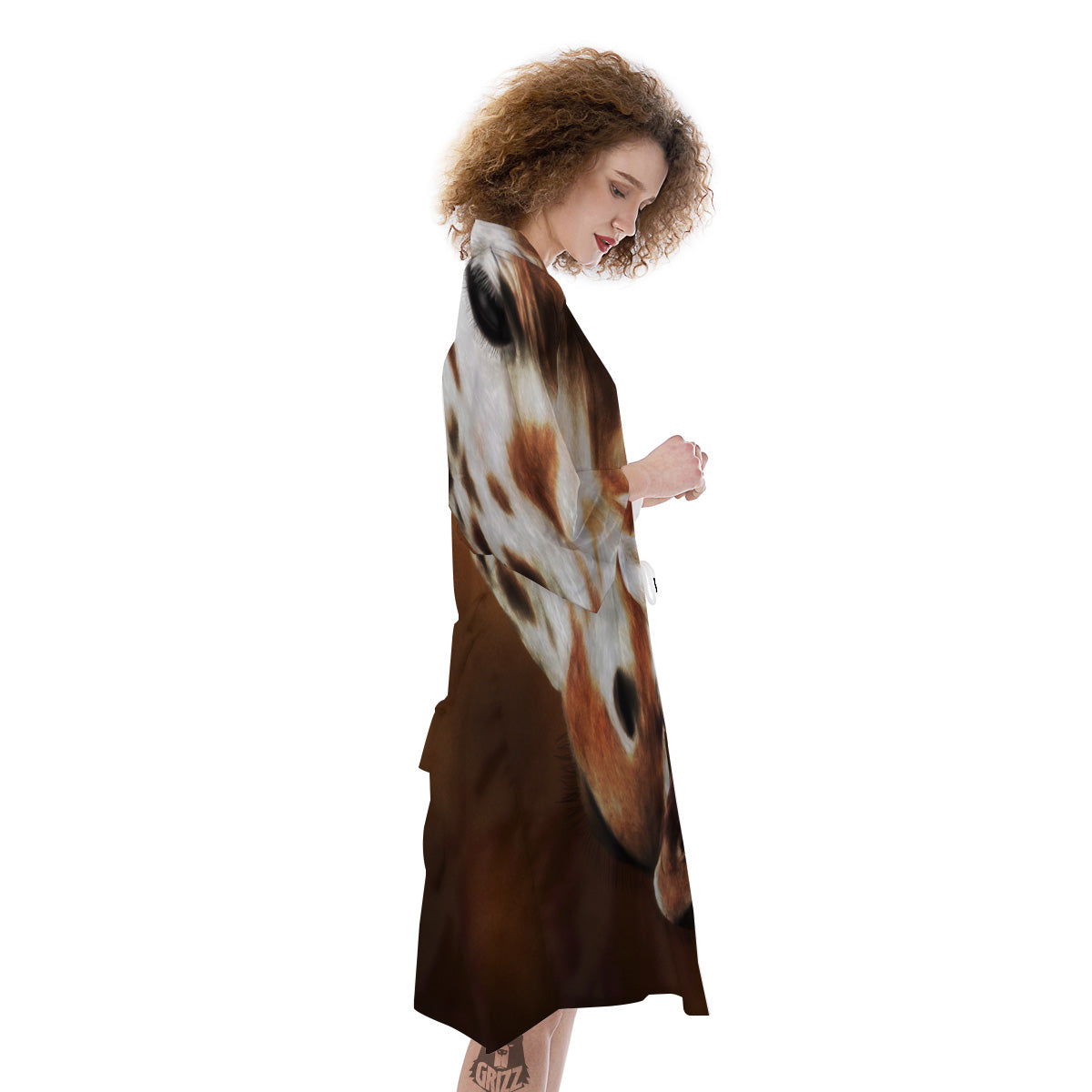 Giraffe Brown Print Kimono-grizzshop