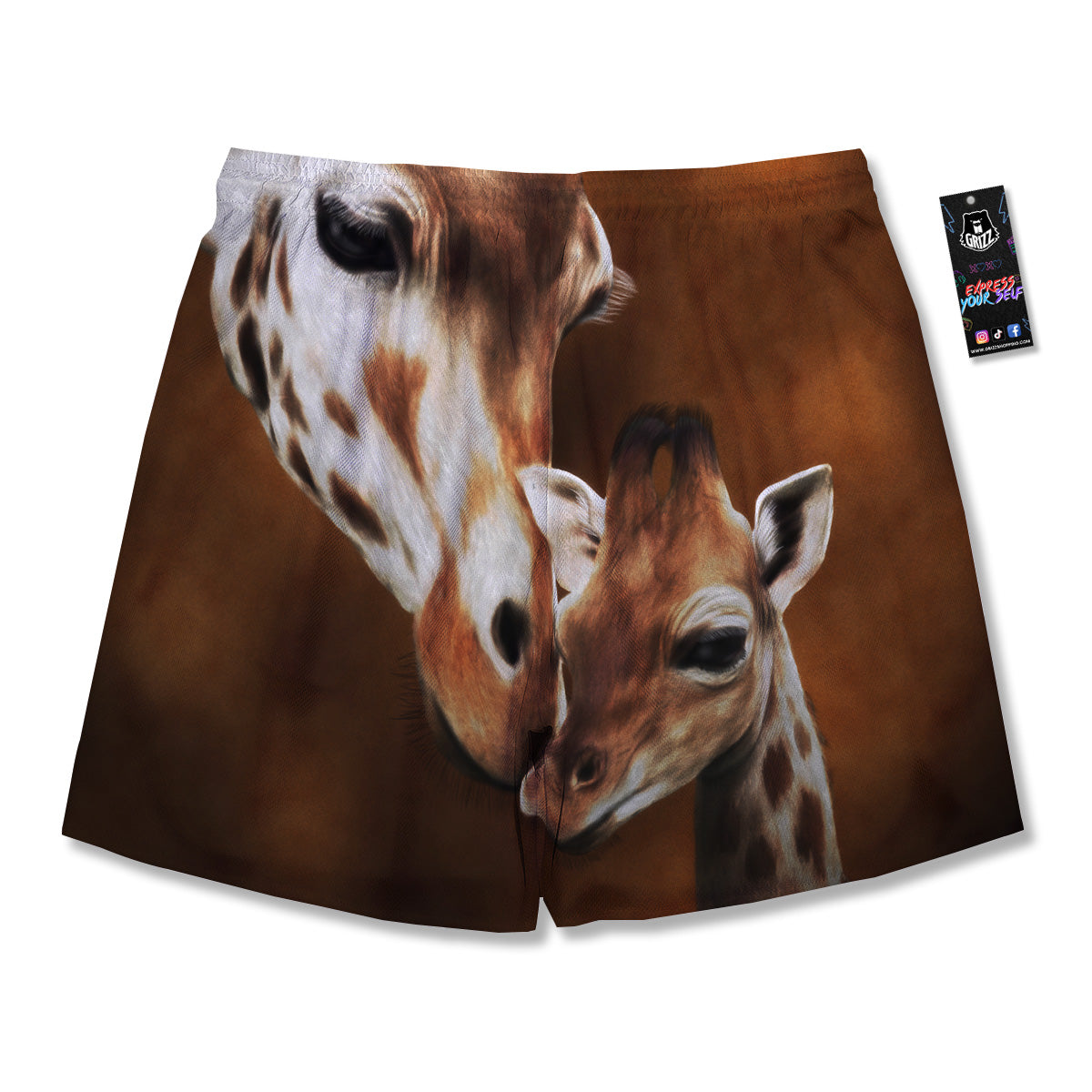 Giraffe Brown Print Men's Running Shorts-grizzshop