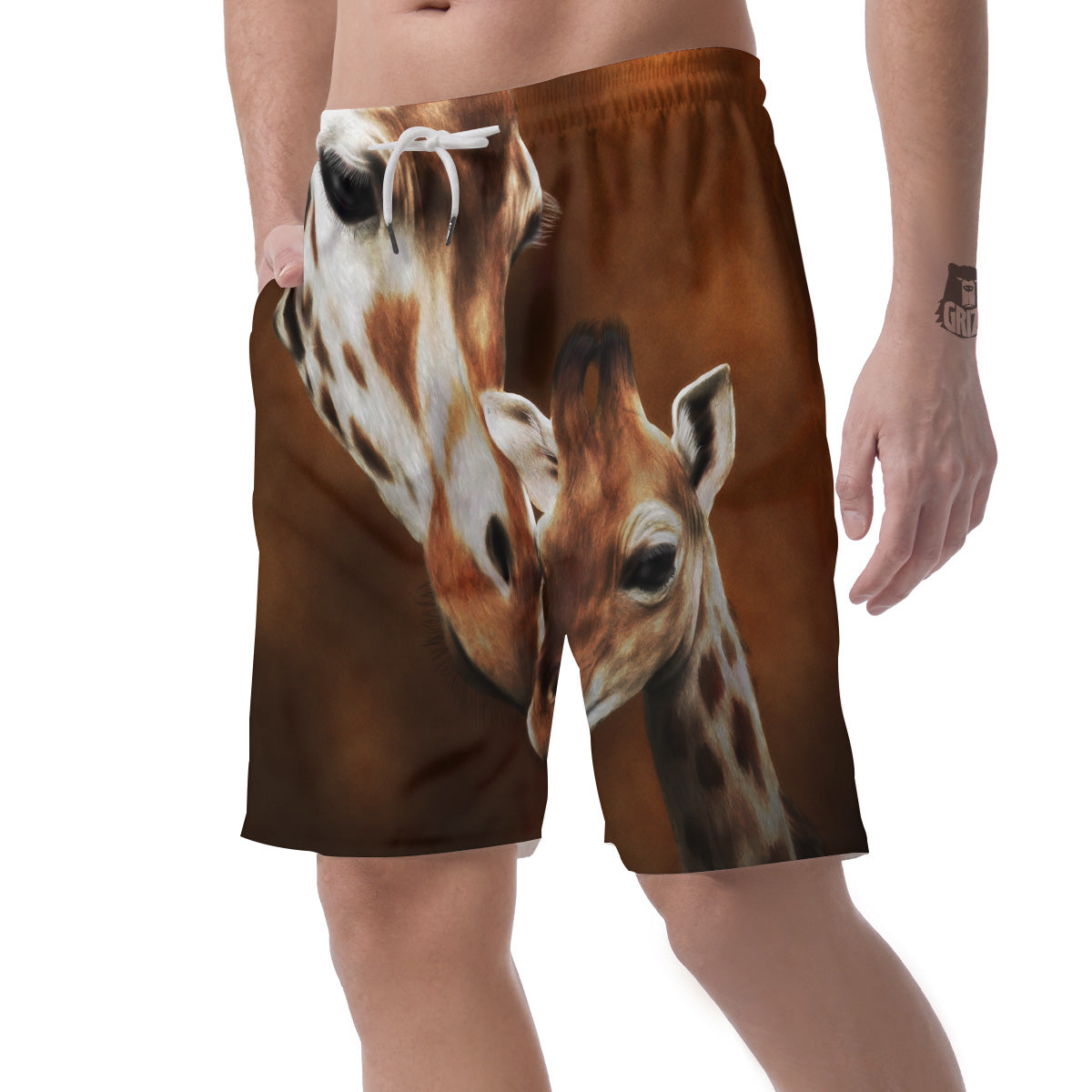 Giraffe Brown Print Men's Shorts-grizzshop