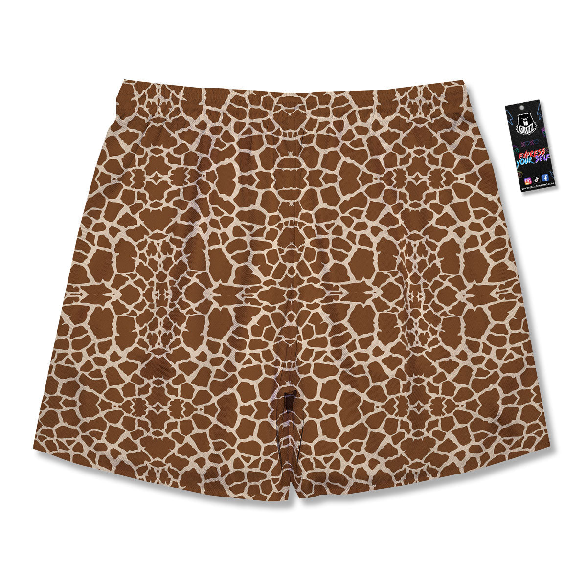 Giraffe Brown Print Pattern Men's Running Shorts-grizzshop