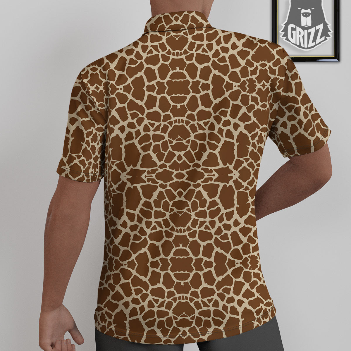 Giraffe Brown Print Pattern Untucked Shirts-grizzshop