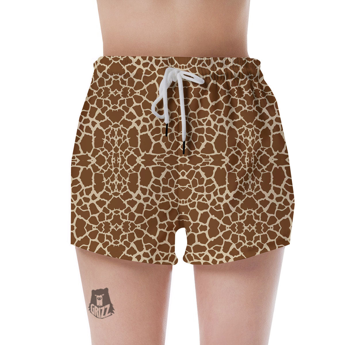 Giraffe Brown Print Pattern Women's Shorts-grizzshop