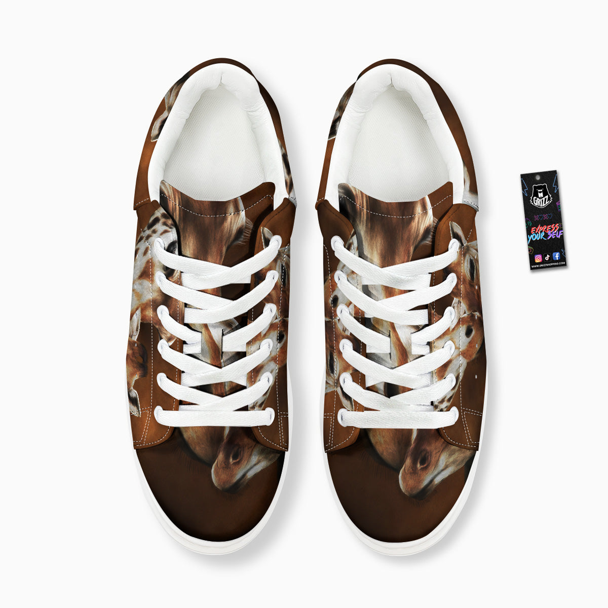 Giraffe Brown Print Platform Shoes-grizzshop