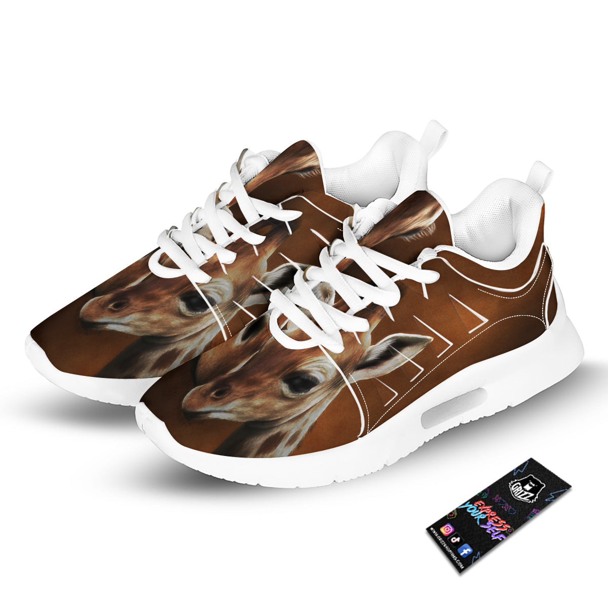 Giraffe Brown Print Tennis Shoes-grizzshop