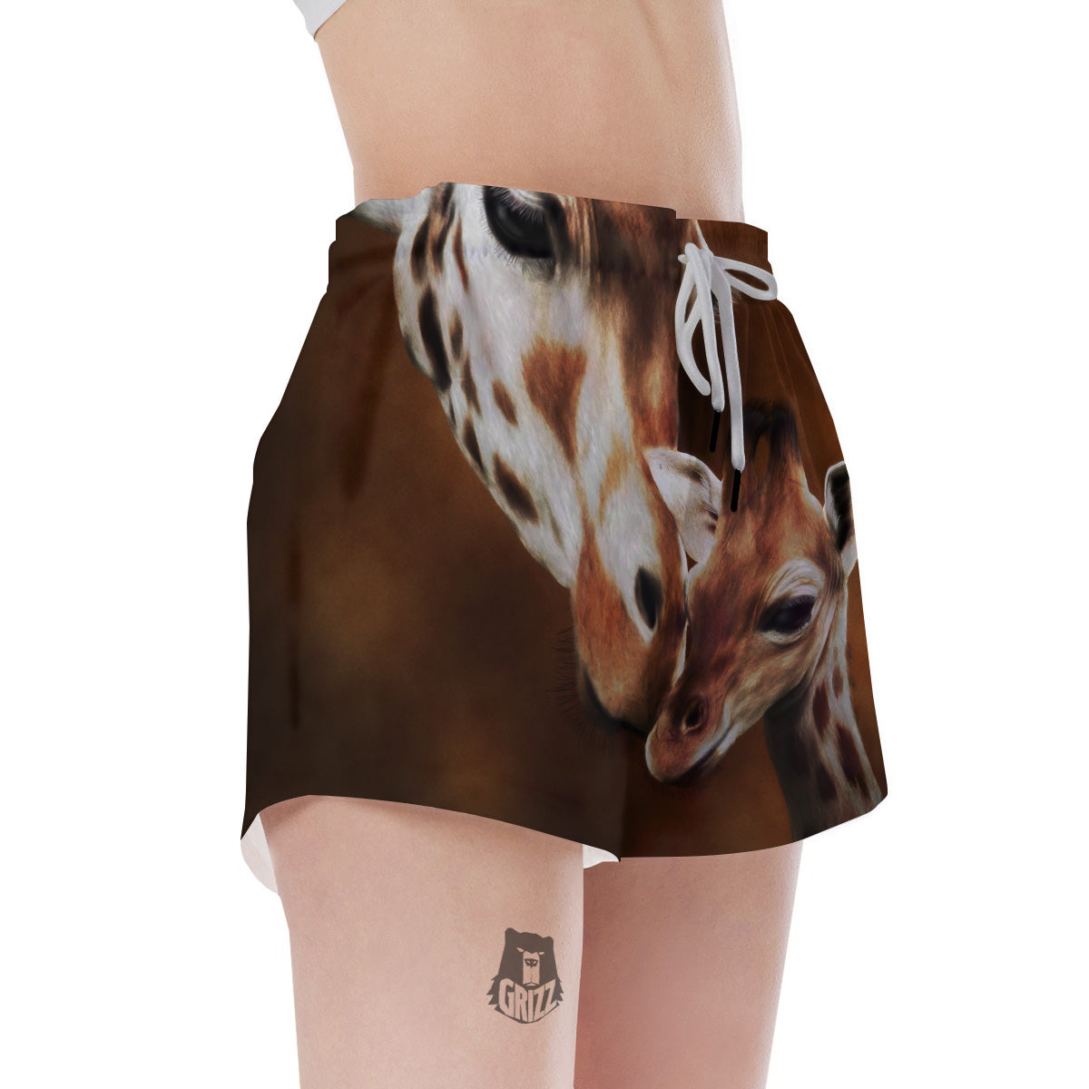 Giraffe Brown Print Women's Shorts-grizzshop