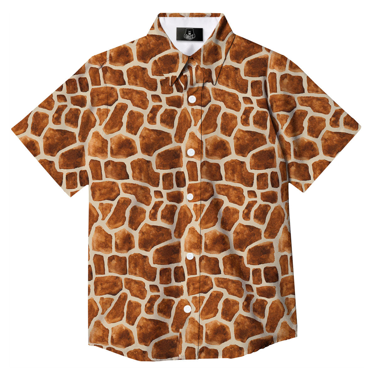 Giraffe Brown Watercolor Print Pattern Button Up Shirt-grizzshop
