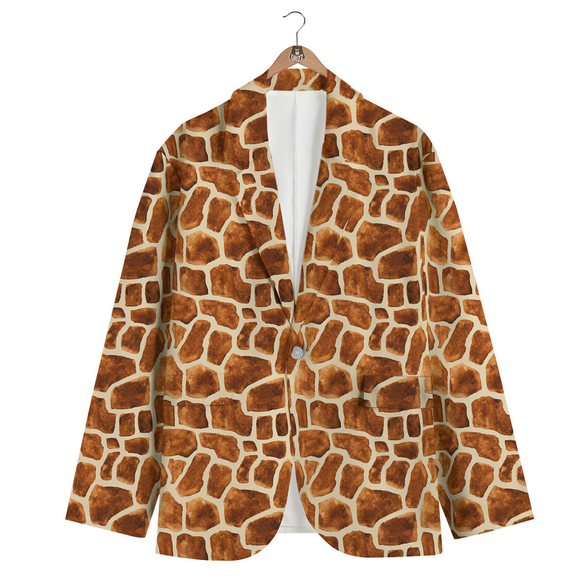 Giraffe Brown Watercolor Print Pattern Men's Blazer-grizzshop