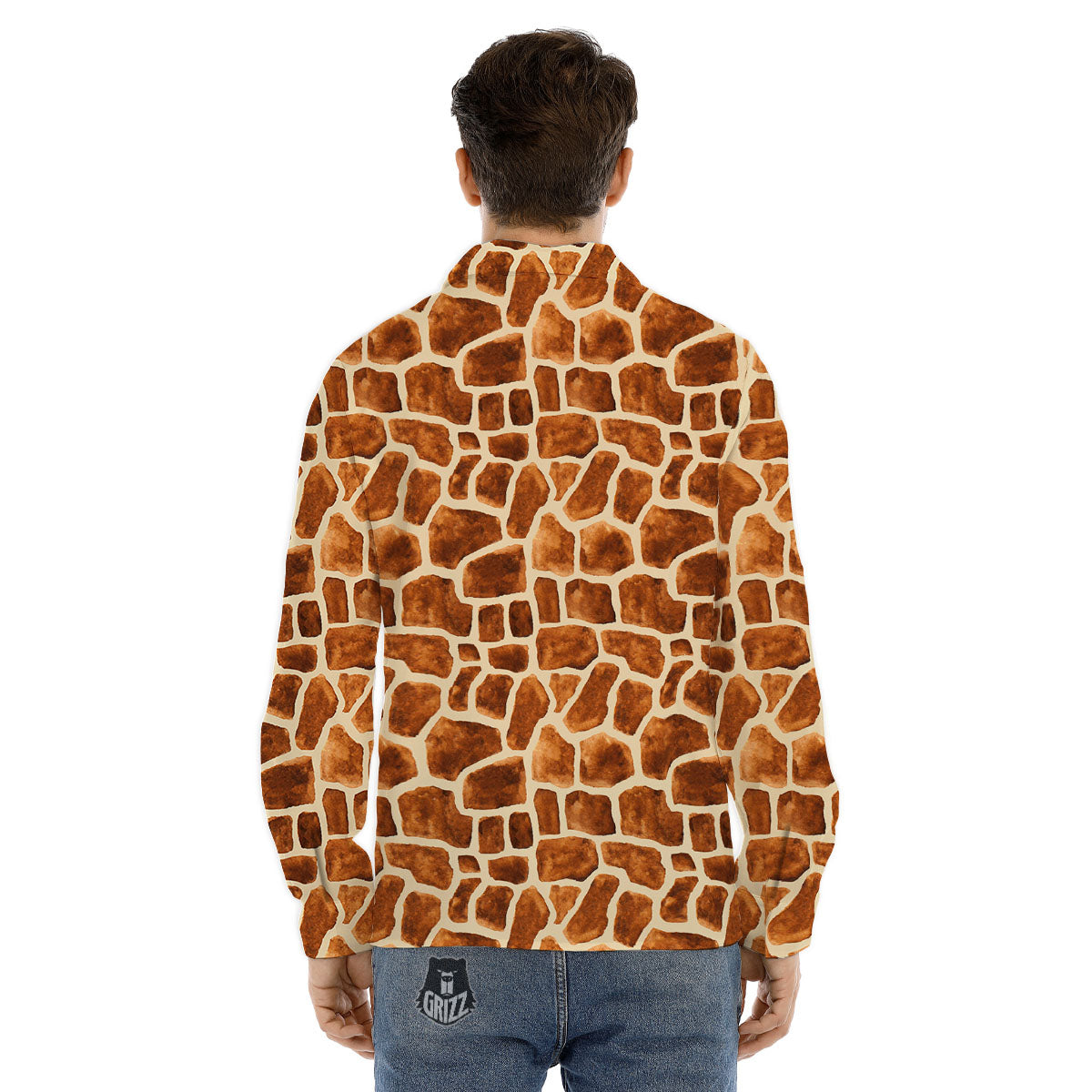 Giraffe Brown Watercolor Print Pattern Men's Dress Shirts-grizzshop