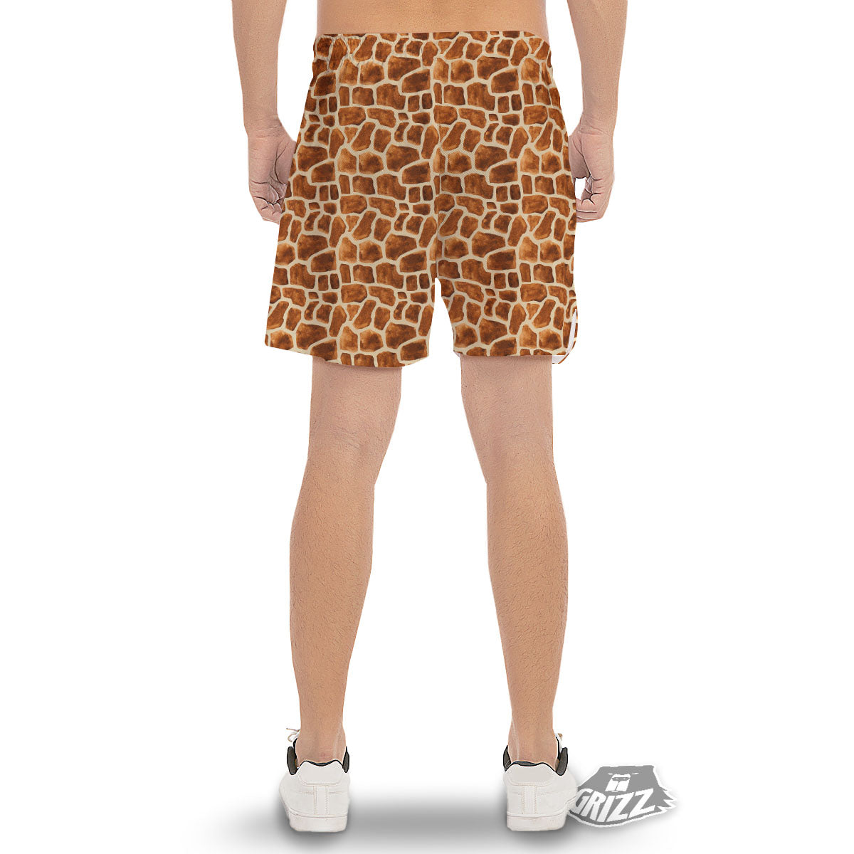 Giraffe Brown Watercolor Print Pattern Men's Gym Shorts-grizzshop