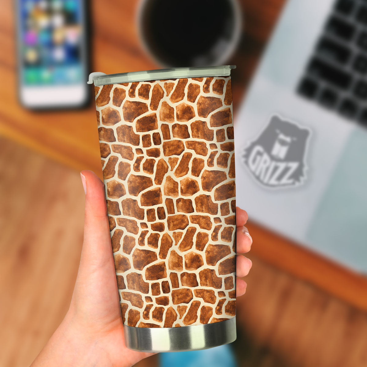Giraffe Brown Watercolor Print Pattern Tumbler-grizzshop