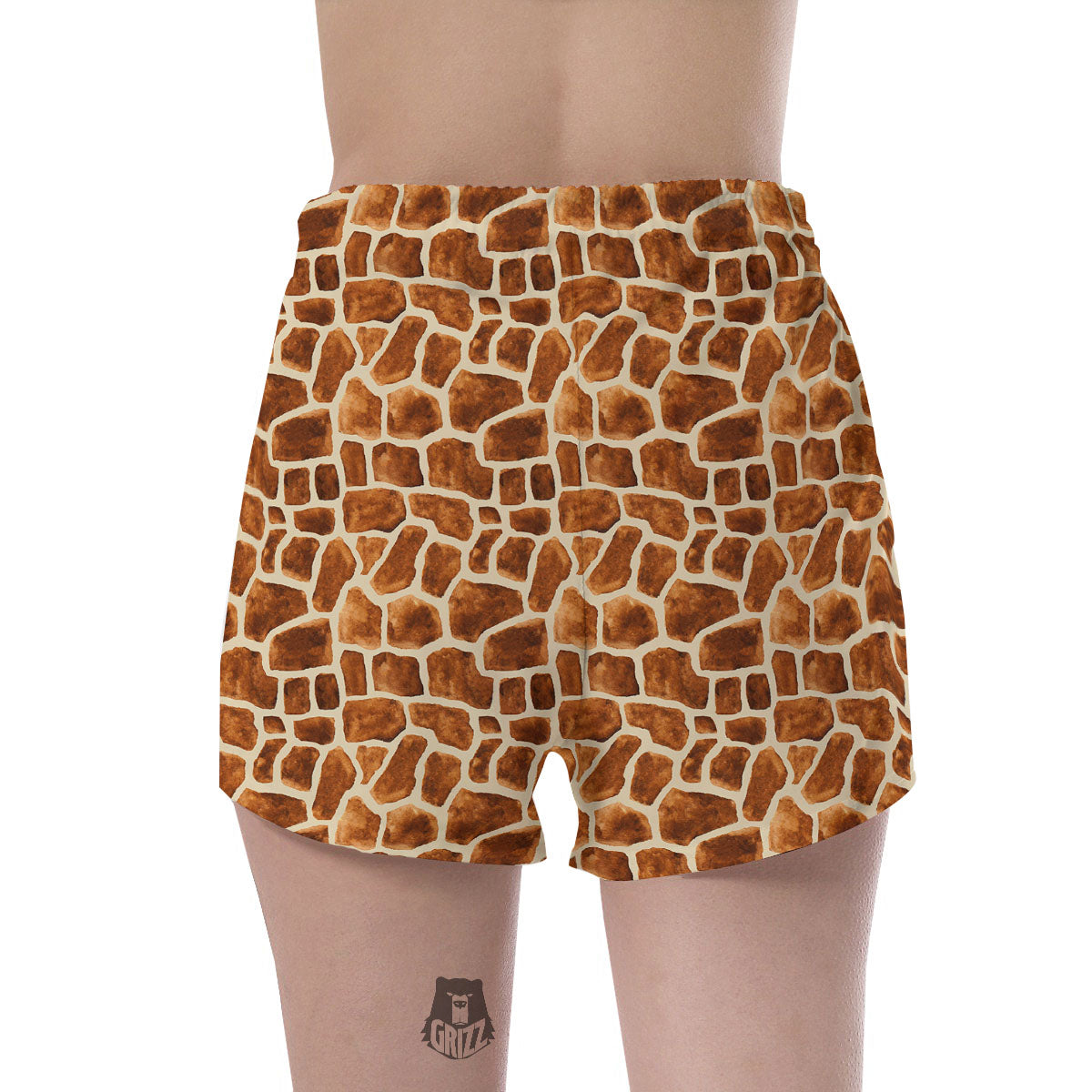 Giraffe Brown Watercolor Print Pattern Women's Shorts-grizzshop