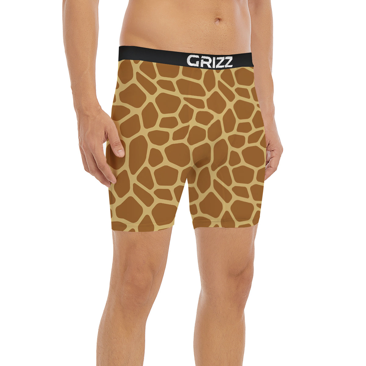 Giraffe Brown Yellow Print Pattern Boxer Briefs-grizzshop