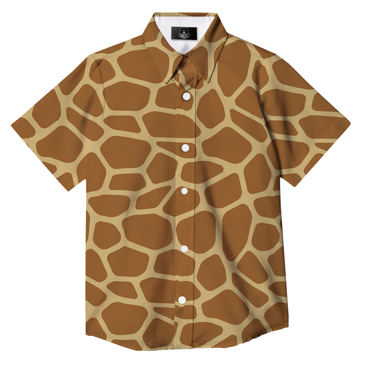 Giraffe Brown Yellow Print Pattern Button Up Shirt-grizzshop
