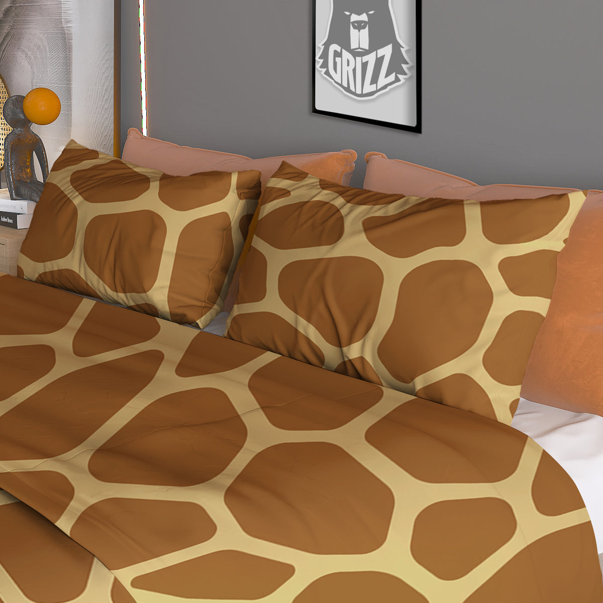Giraffe Brown Yellow Print Pattern Duvet Cover Bedding Set