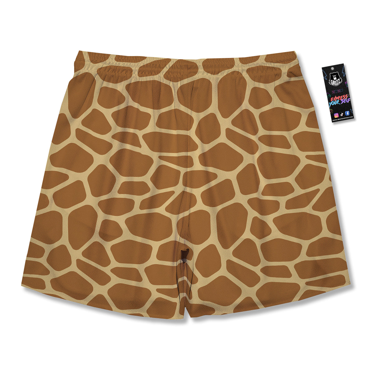 Giraffe Brown Yellow Print Pattern Men's Running Shorts-grizzshop