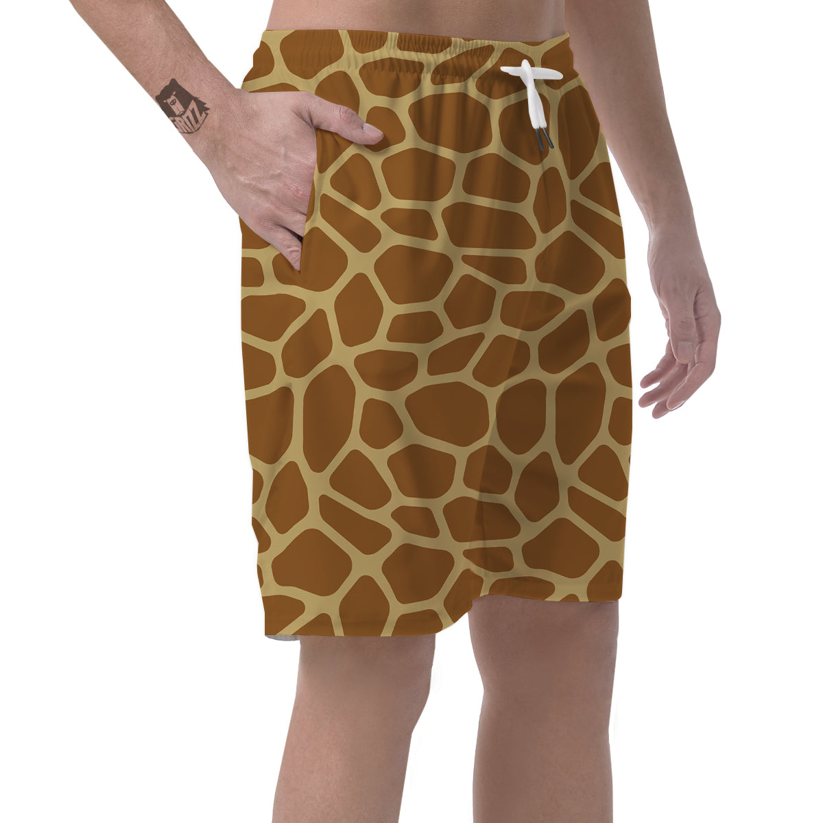 Giraffe Brown Yellow Print Pattern Men's Shorts-grizzshop