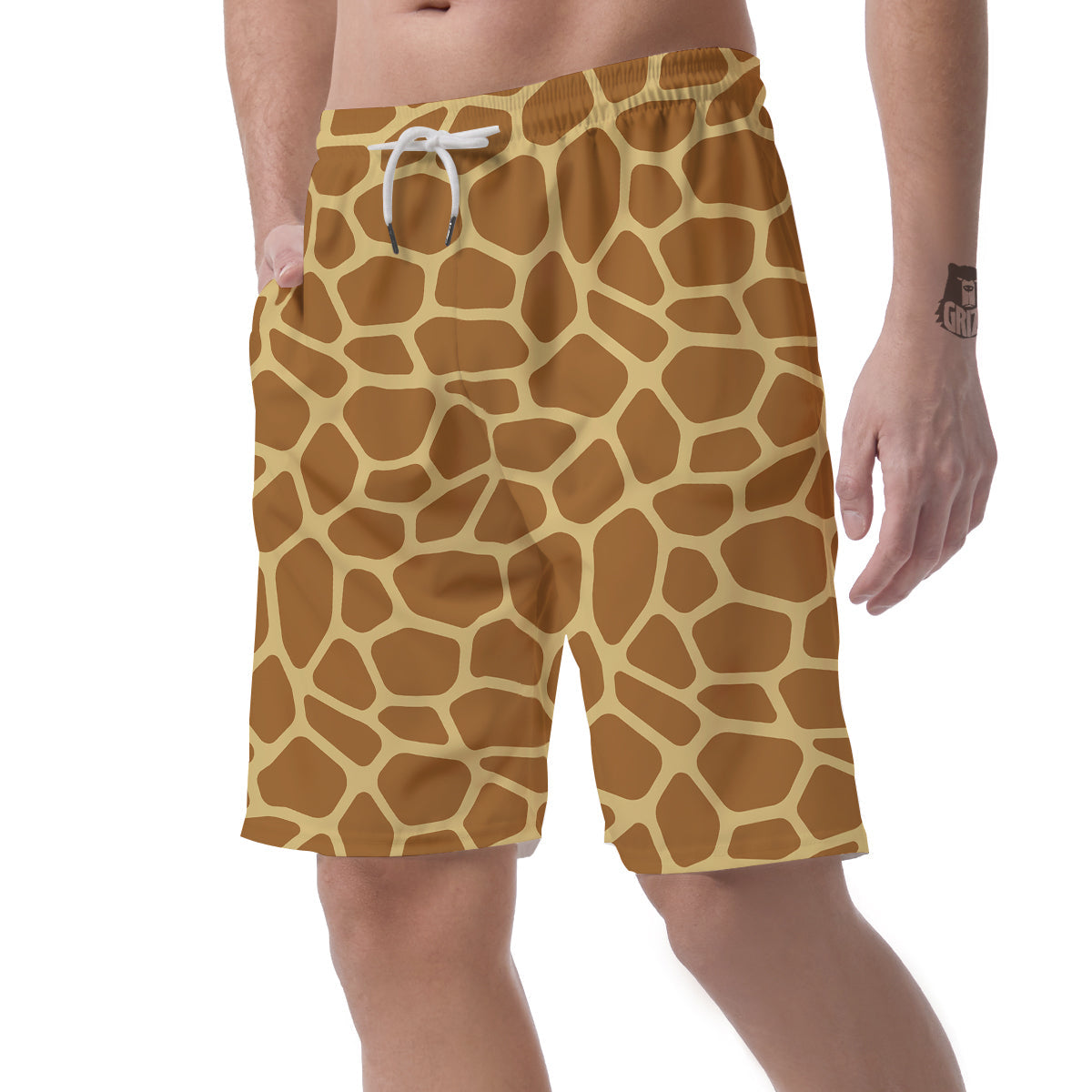 Giraffe Brown Yellow Print Pattern Men's Shorts-grizzshop