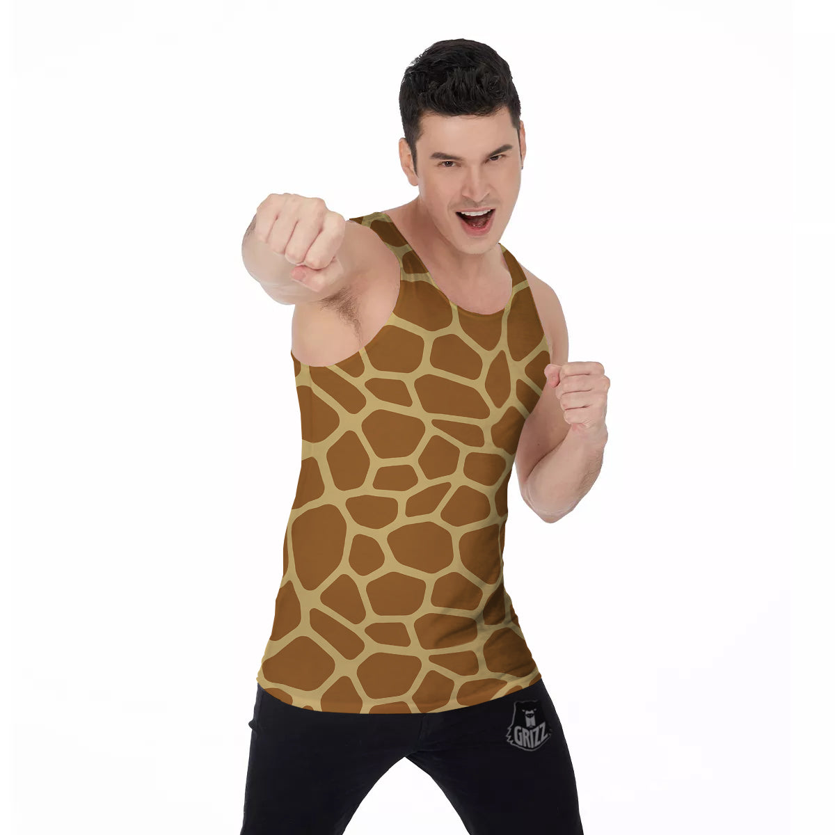 Giraffe Brown Yellow Print Pattern Men's Tank Top-grizzshop