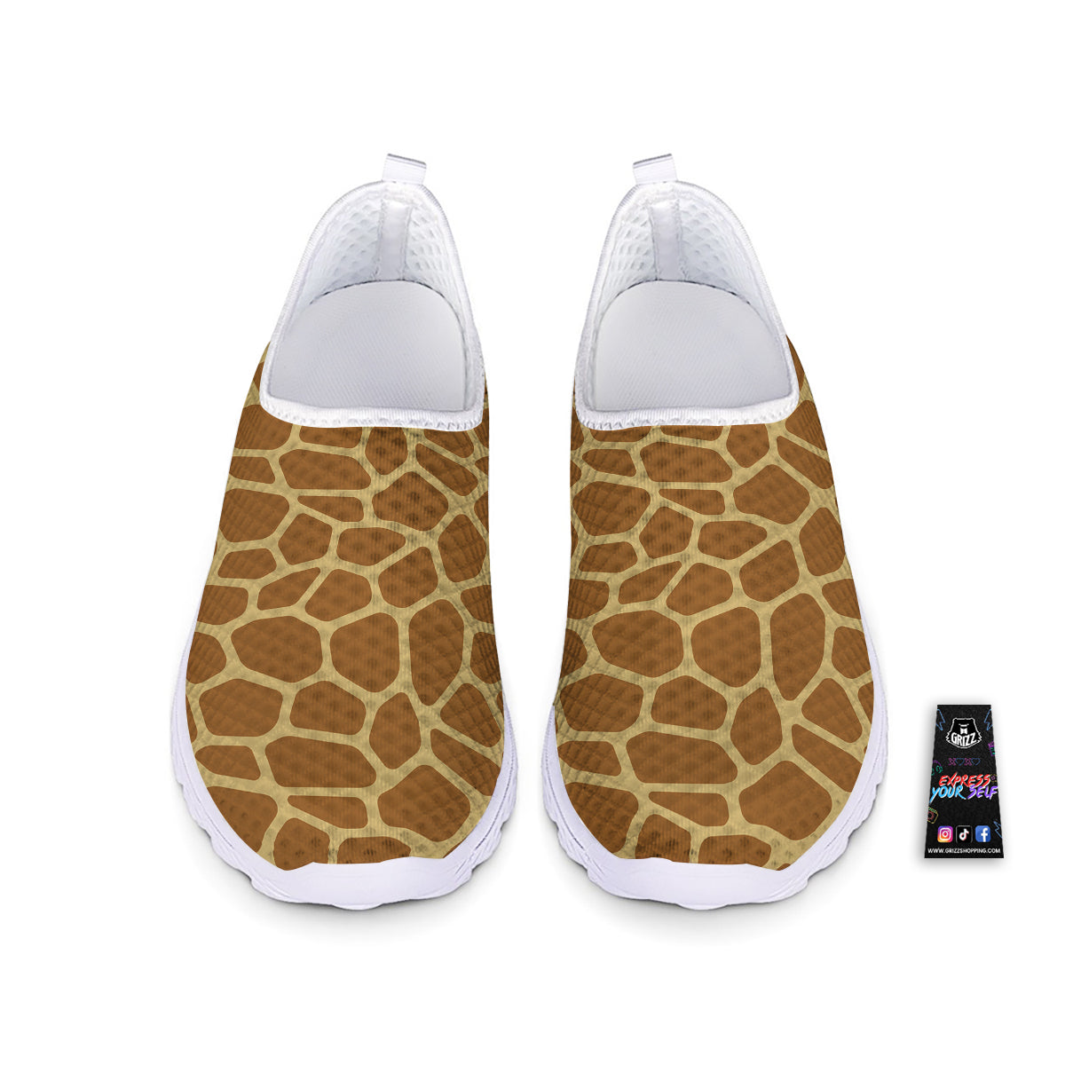 Giraffe Brown Yellow Print Pattern Nurse Shoes-grizzshop