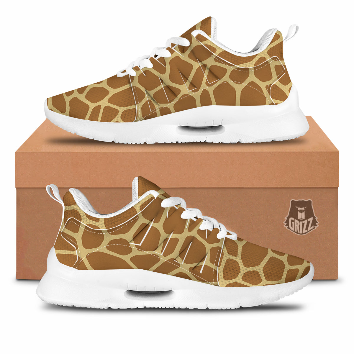 Giraffe Brown Yellow Print Pattern Tennis Shoes-grizzshop