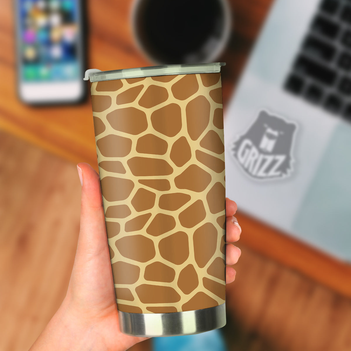 Giraffe Brown Yellow Print Pattern Tumbler-grizzshop