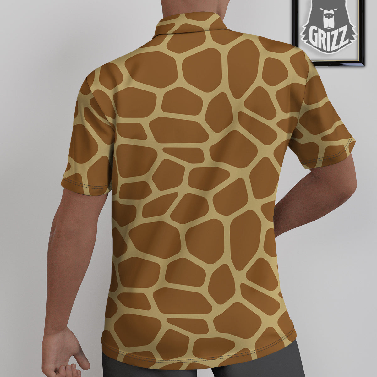 Giraffe Brown Yellow Print Pattern Untucked Shirts-grizzshop