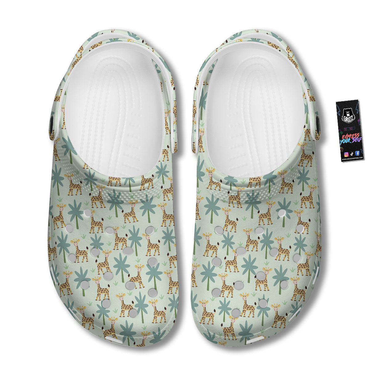 Giraffe Cartoon Print Pattern Clog-grizzshop