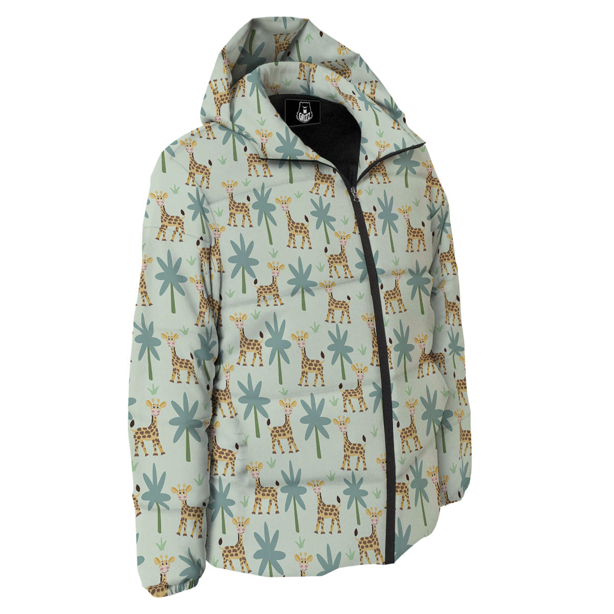 Giraffe Cartoon Print Pattern Down Jacket-grizzshop