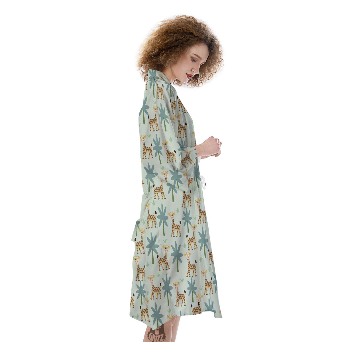 Giraffe Cartoon Print Pattern Kimono-grizzshop