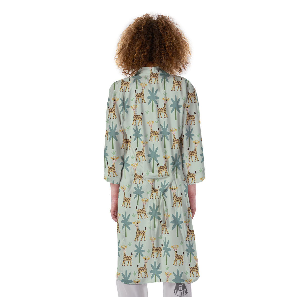 Giraffe Cartoon Print Pattern Kimono-grizzshop