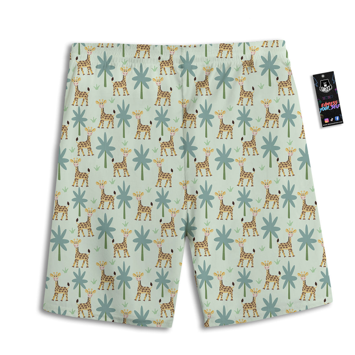 Giraffe Cartoon Print Pattern Men's Athletic Shorts