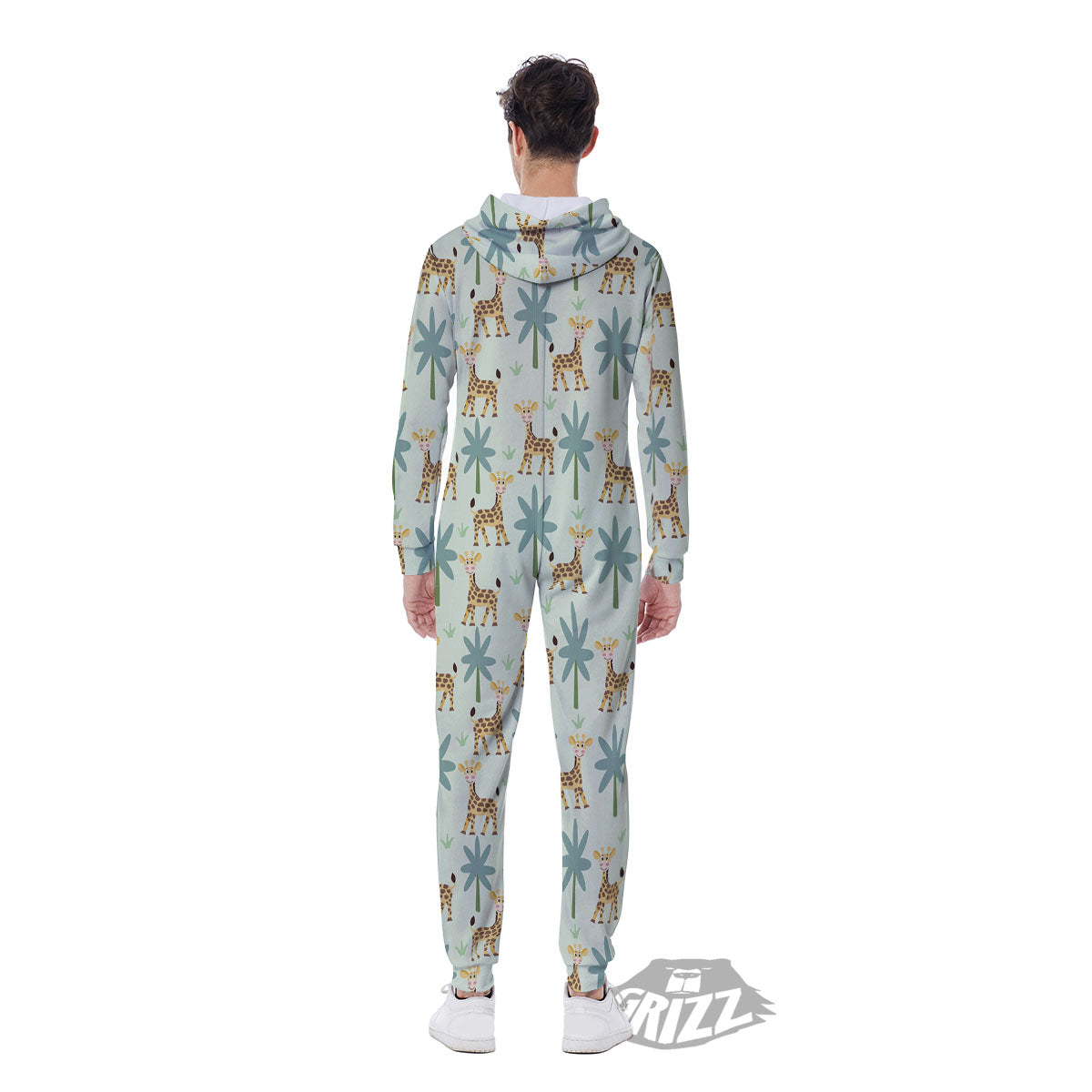 Giraffe Cartoon Print Pattern Men's Jumpsuit-grizzshop