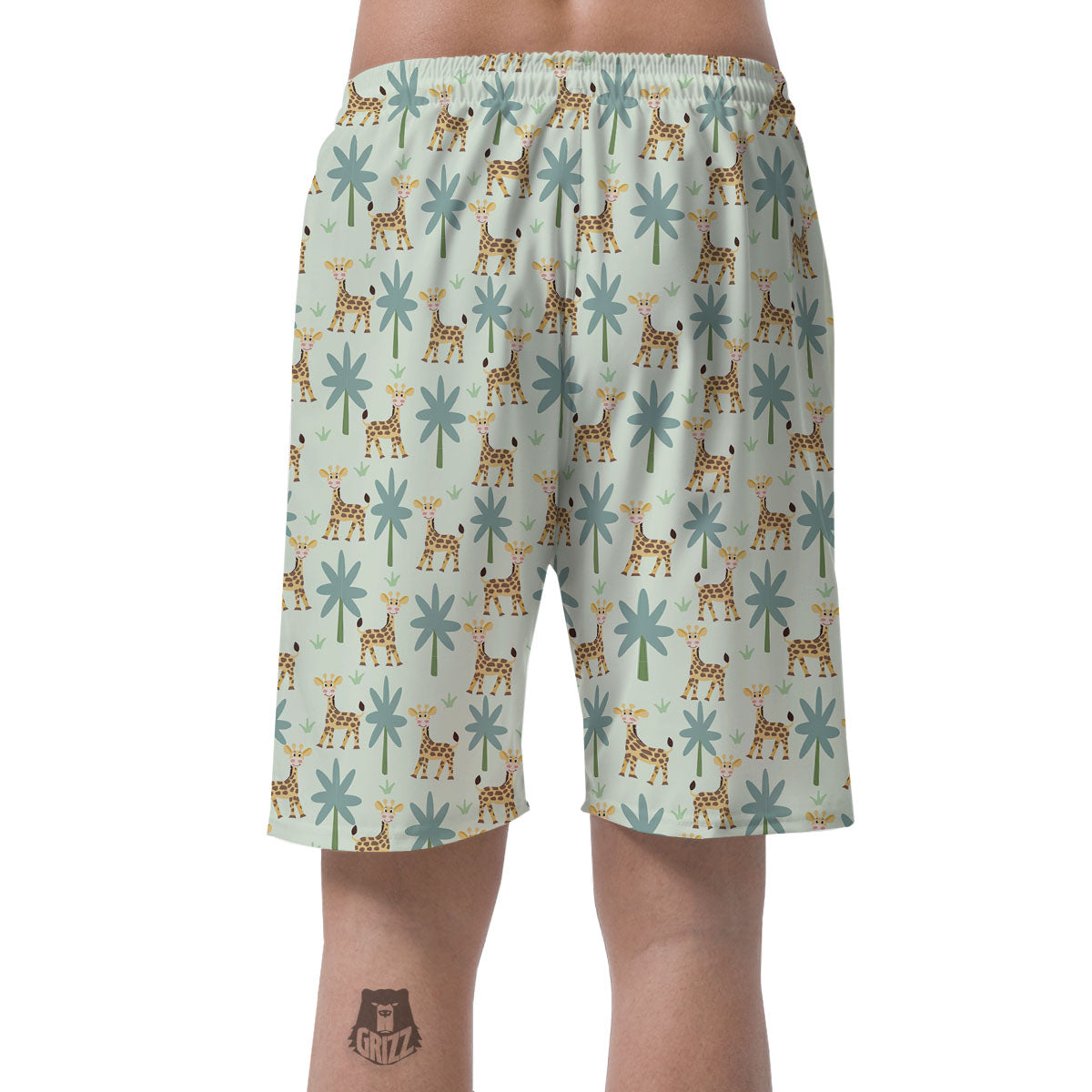 Giraffe Cartoon Print Pattern Men's Shorts-grizzshop
