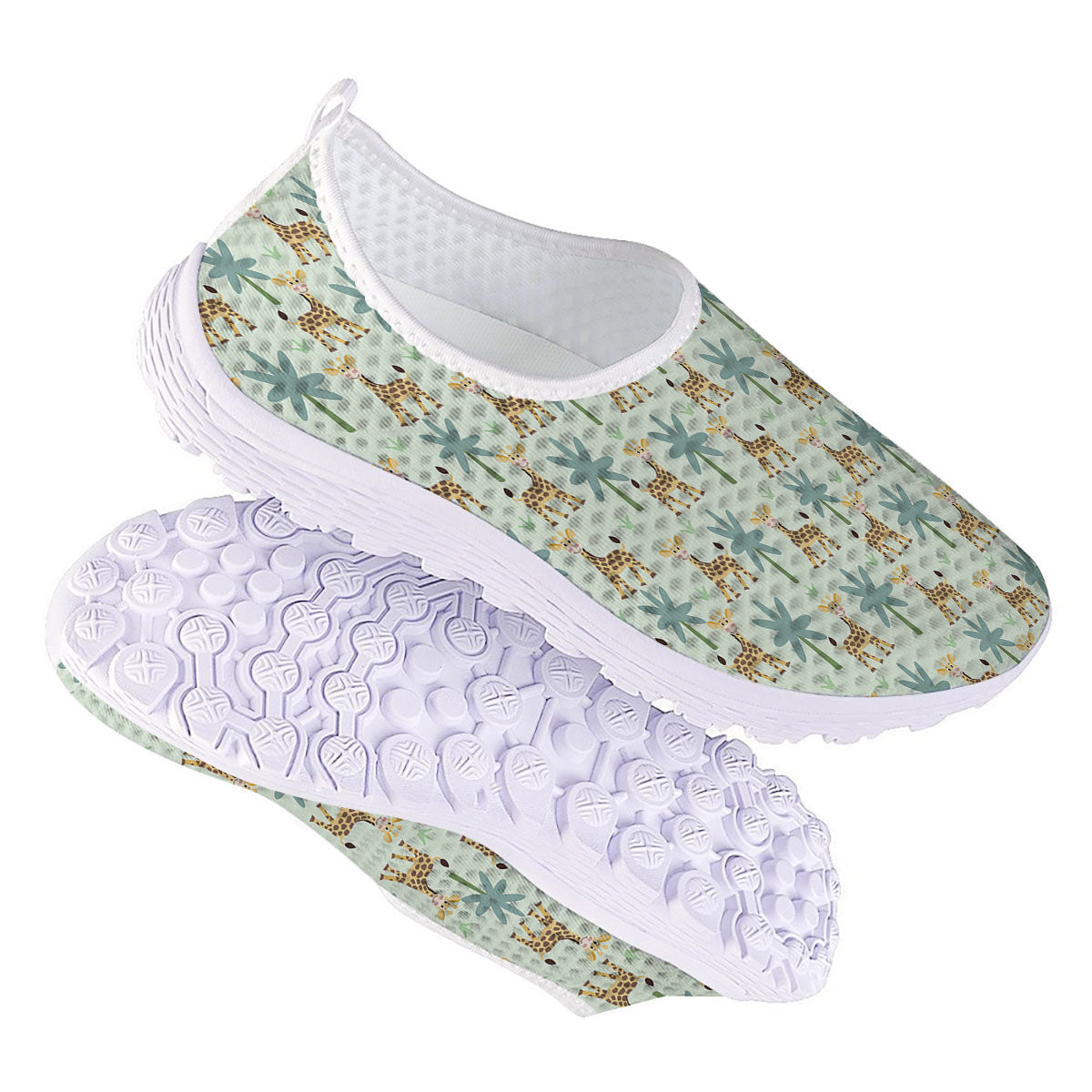 Giraffe Cartoon Print Pattern Nurse Shoes-grizzshop