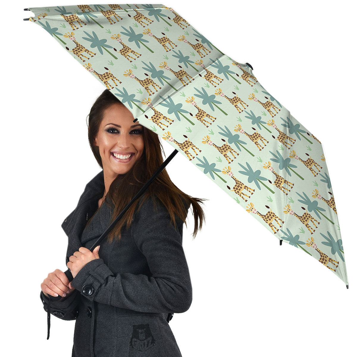 Giraffe Cartoon Print Pattern Umbrella-grizzshop