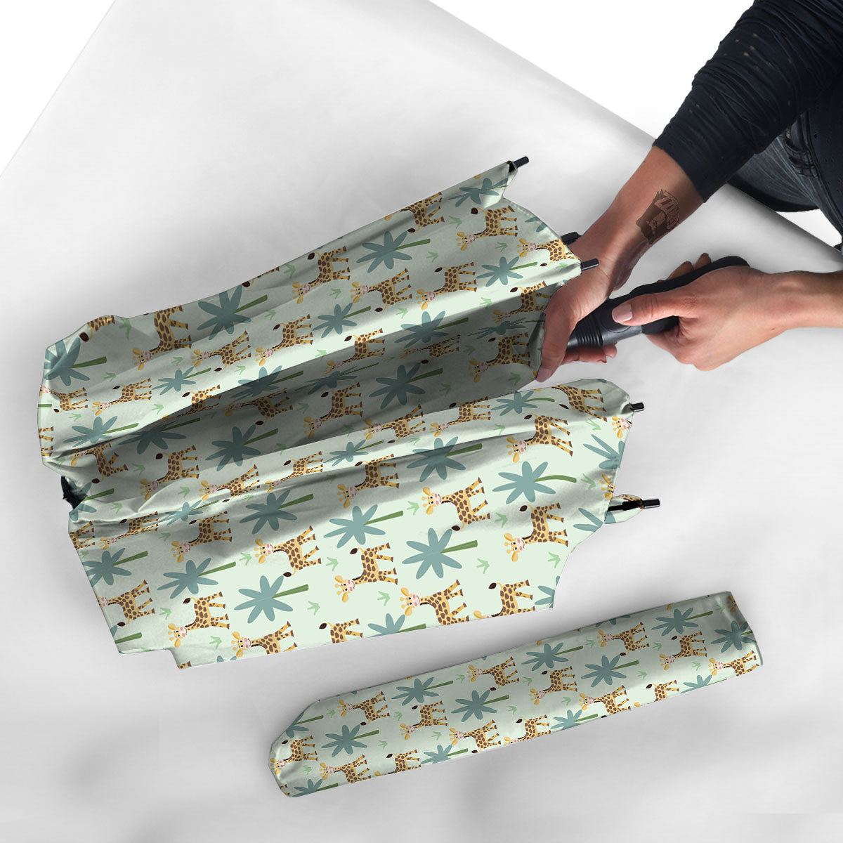 Giraffe Cartoon Print Pattern Umbrella-grizzshop