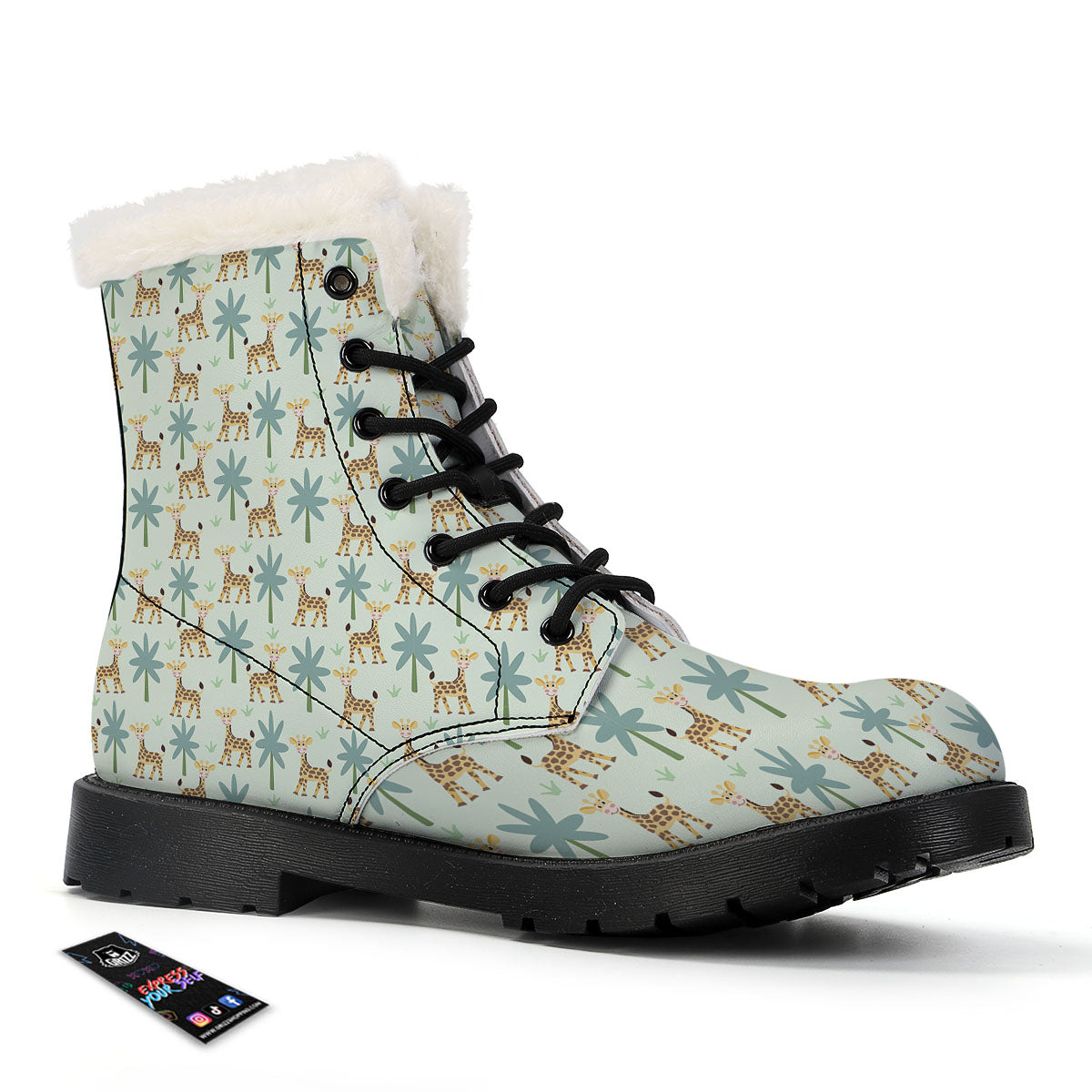 Giraffe Cartoon Print Pattern Winter Boots-grizzshop
