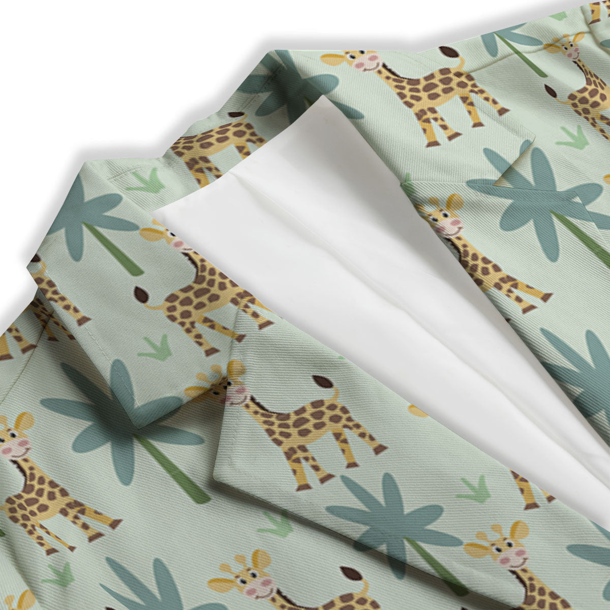 Giraffe Cartoon Print Pattern Women's Blazer-grizzshop