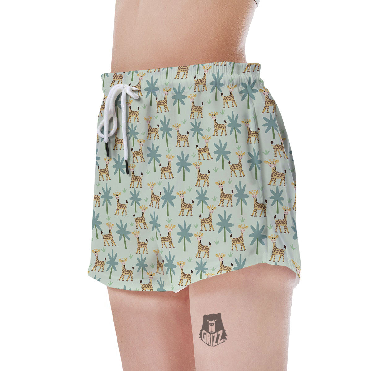 Giraffe Cartoon Print Pattern Women's Shorts-grizzshop