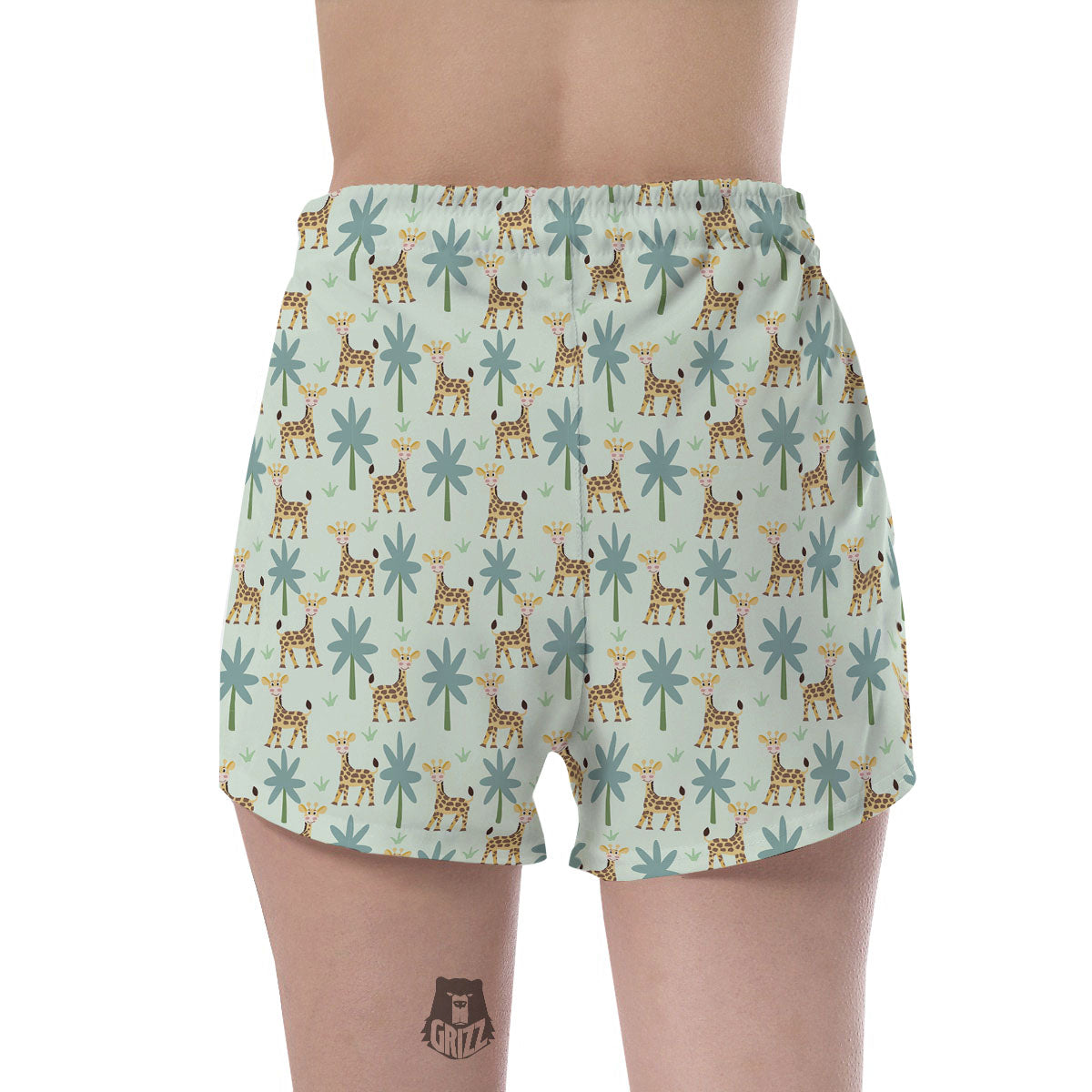 Giraffe Cartoon Print Pattern Women's Shorts-grizzshop
