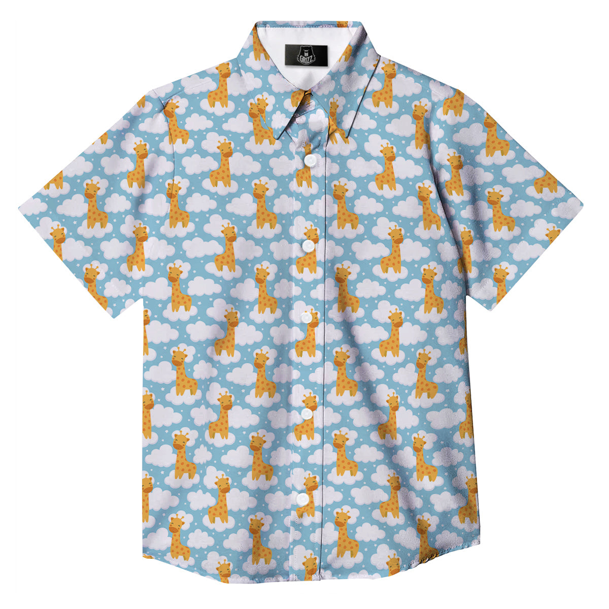 Giraffe Cute Cartoon Print Pattern Button Up Shirt-grizzshop