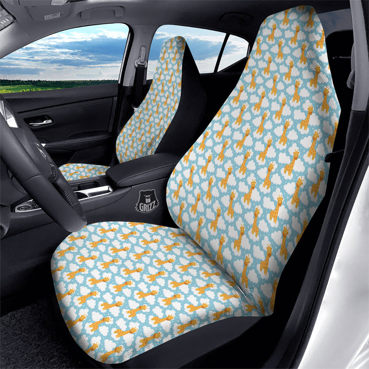 Giraffe Cute Cartoon Print Pattern Car Seat Covers-grizzshop