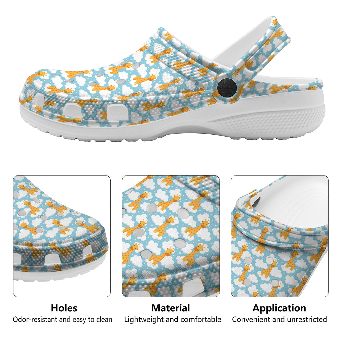 Giraffe Cute Cartoon Print Pattern Clog-grizzshop