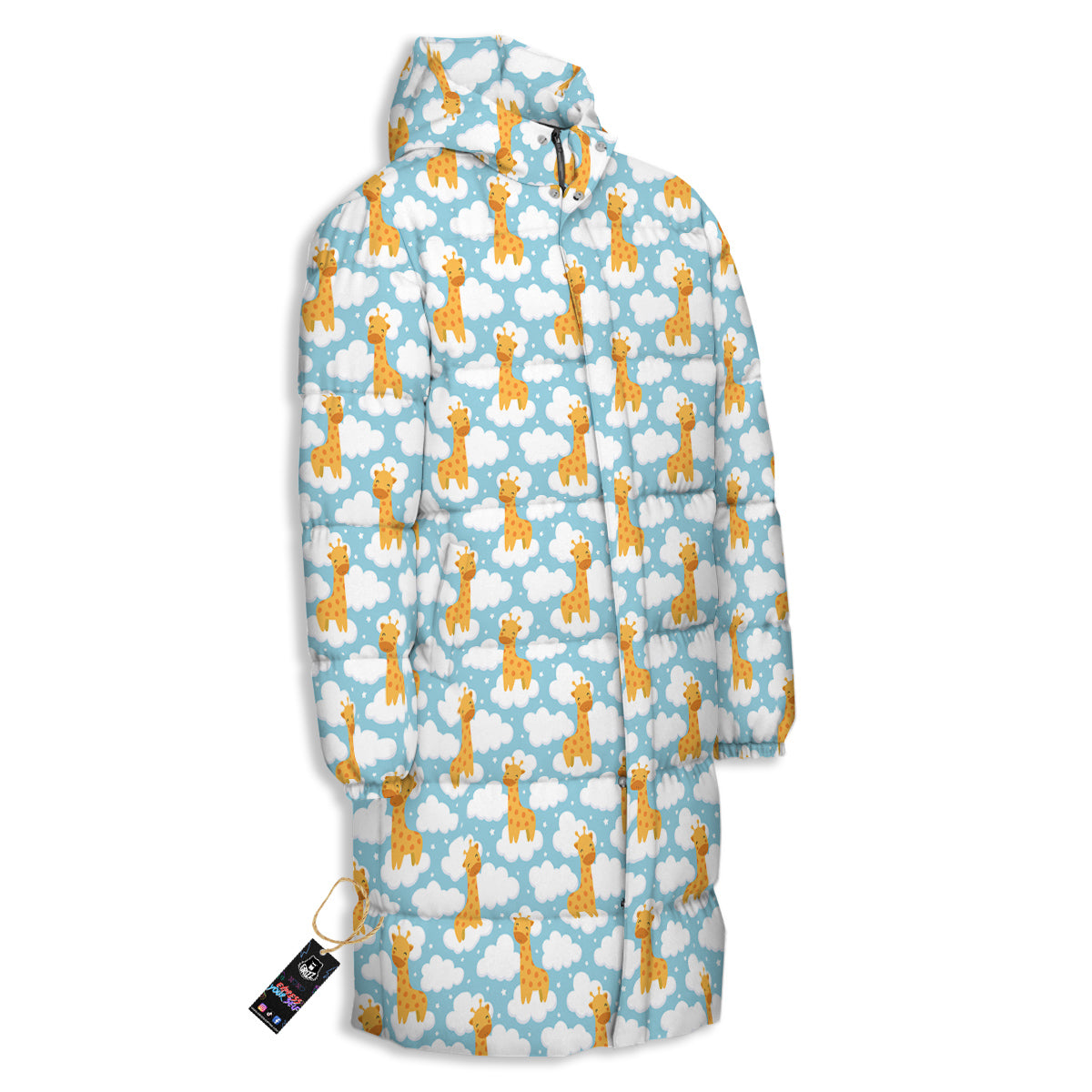 Giraffe Cute Cartoon Print Pattern Long Down Jacket-grizzshop