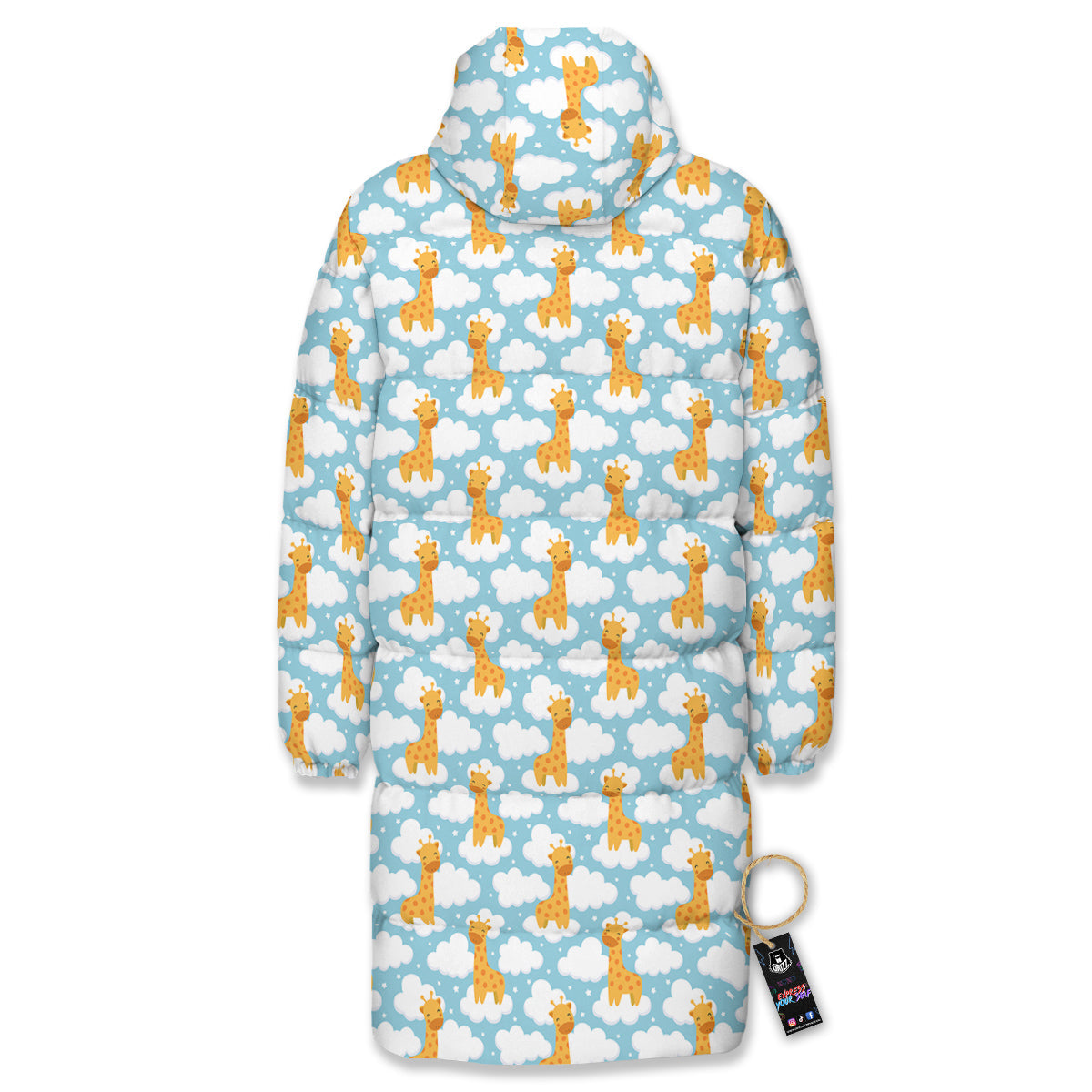 Giraffe Cute Cartoon Print Pattern Long Down Jacket-grizzshop