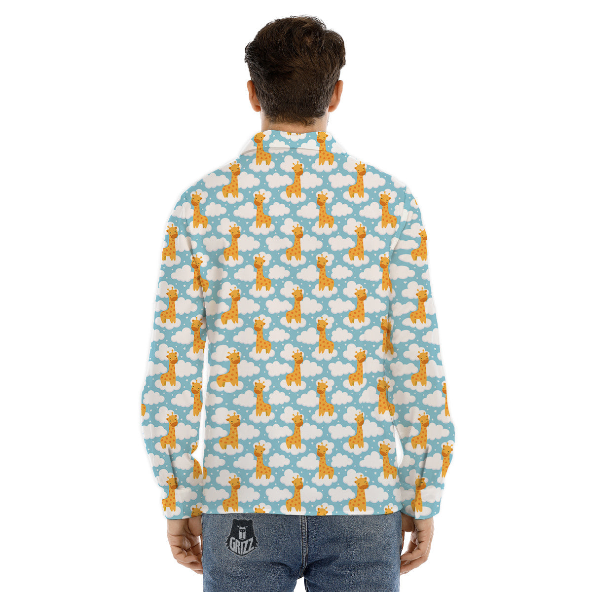 Giraffe Cute Cartoon Print Pattern Men's Dress Shirts-grizzshop