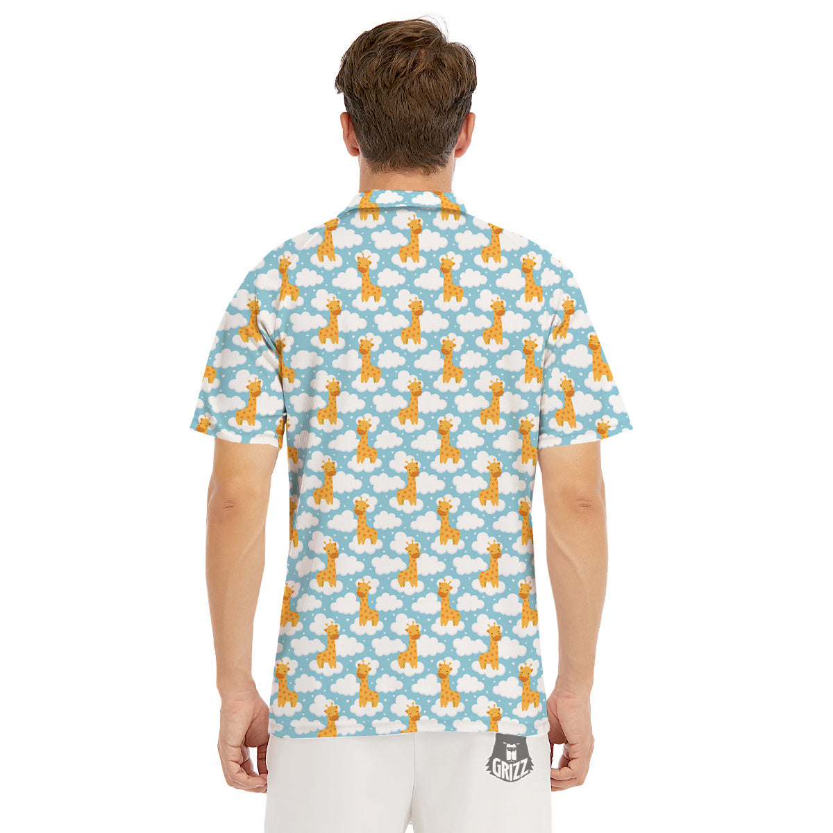 Giraffe Cute Cartoon Print Pattern Men's Golf Shirts-grizzshop