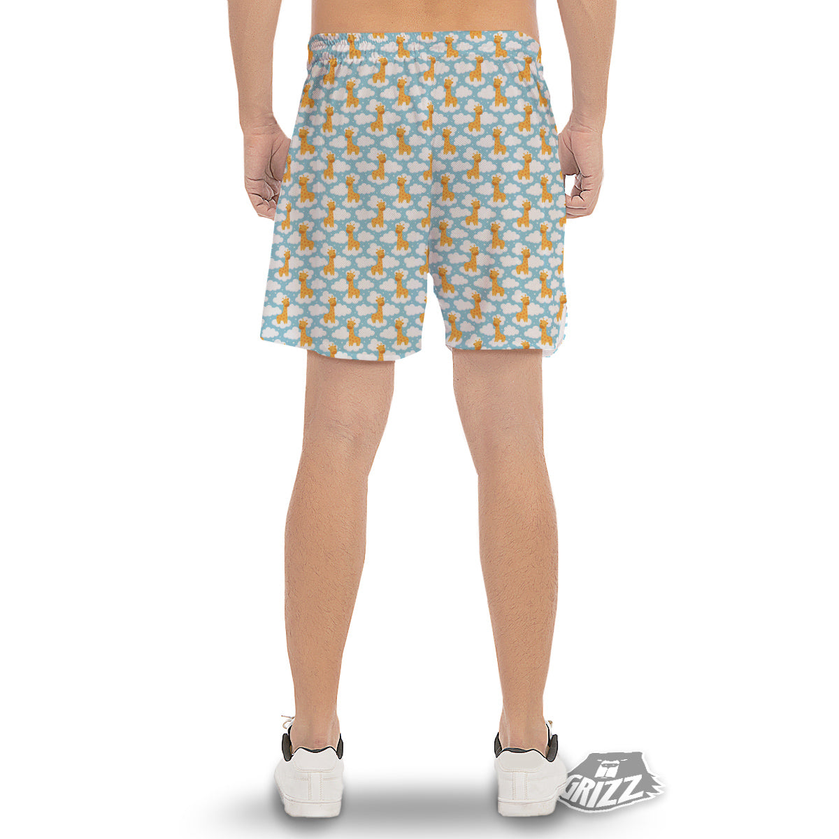 Giraffe Cute Cartoon Print Pattern Men's Gym Shorts-grizzshop