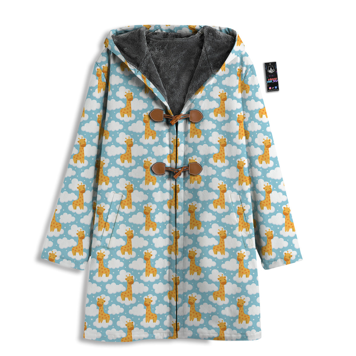 Giraffe Cute Cartoon Print Pattern Men's Windbreaker Jacket-grizzshop